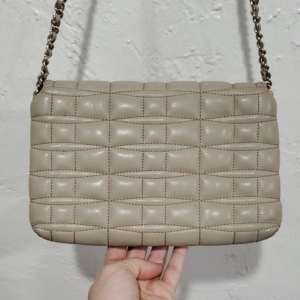 Kate Spade Elegant Taupe Quilted Crossbody Bag